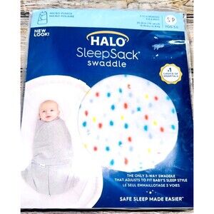 Halo Sleep Sack Swaddle Small 3-6 Months Micro Fleece White Polka Dots NEW